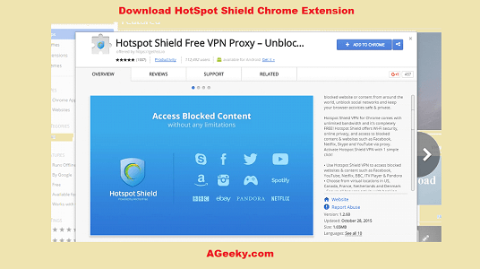 hotspot shield add to chrome