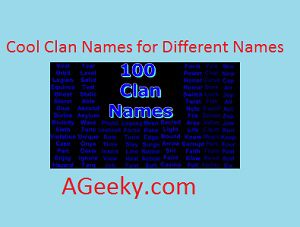 Cool Clan Names For Different Games